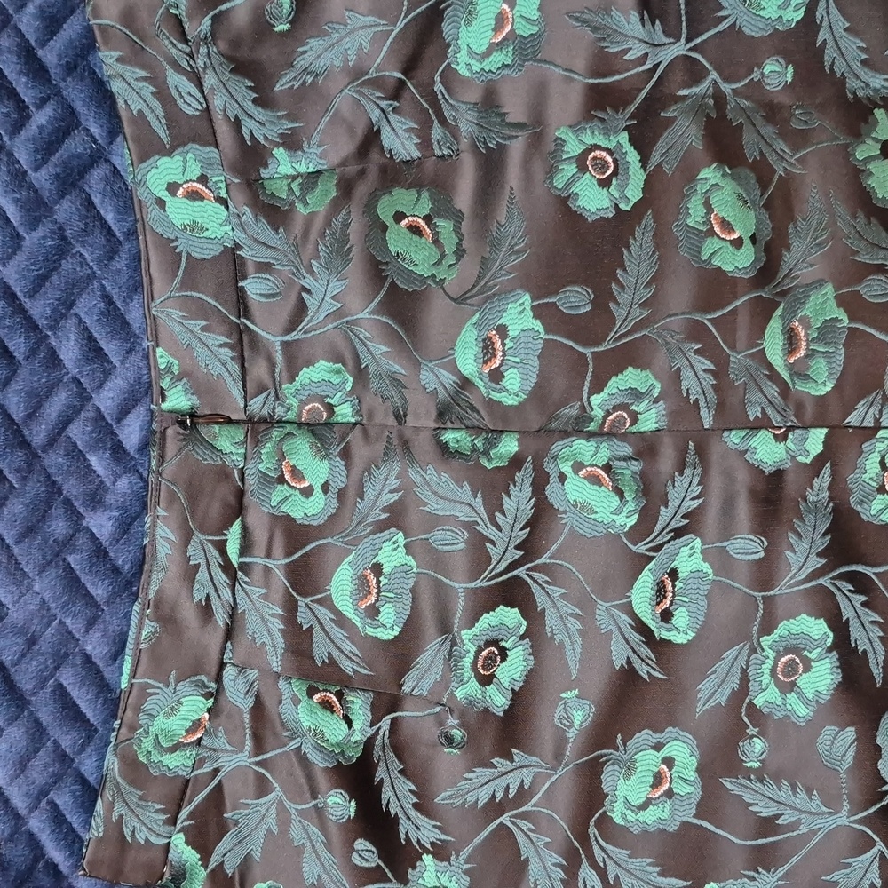 J. Crew Emmie Poppy A-line Black & Green Lined Skirt Size 4, New With Tags - Picture 9 of 16